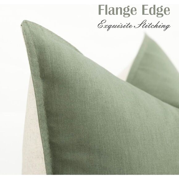 🪴 Foindtower Desert Green Linen Pillow Covers 18x18 Set of 2 - Picture 3 of 8